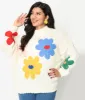 Cream & 3D Multicolor Floral Knit Pullover sold by Unique Vintage