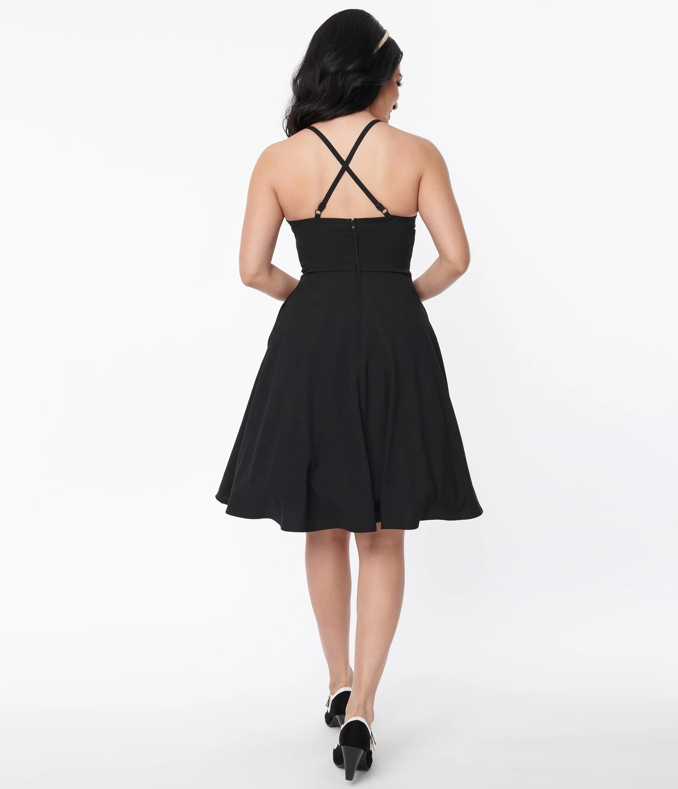 Unique Vintage 1950s Black Capelet Swing Dress sold by Unique Vintage product image thumbnail 4