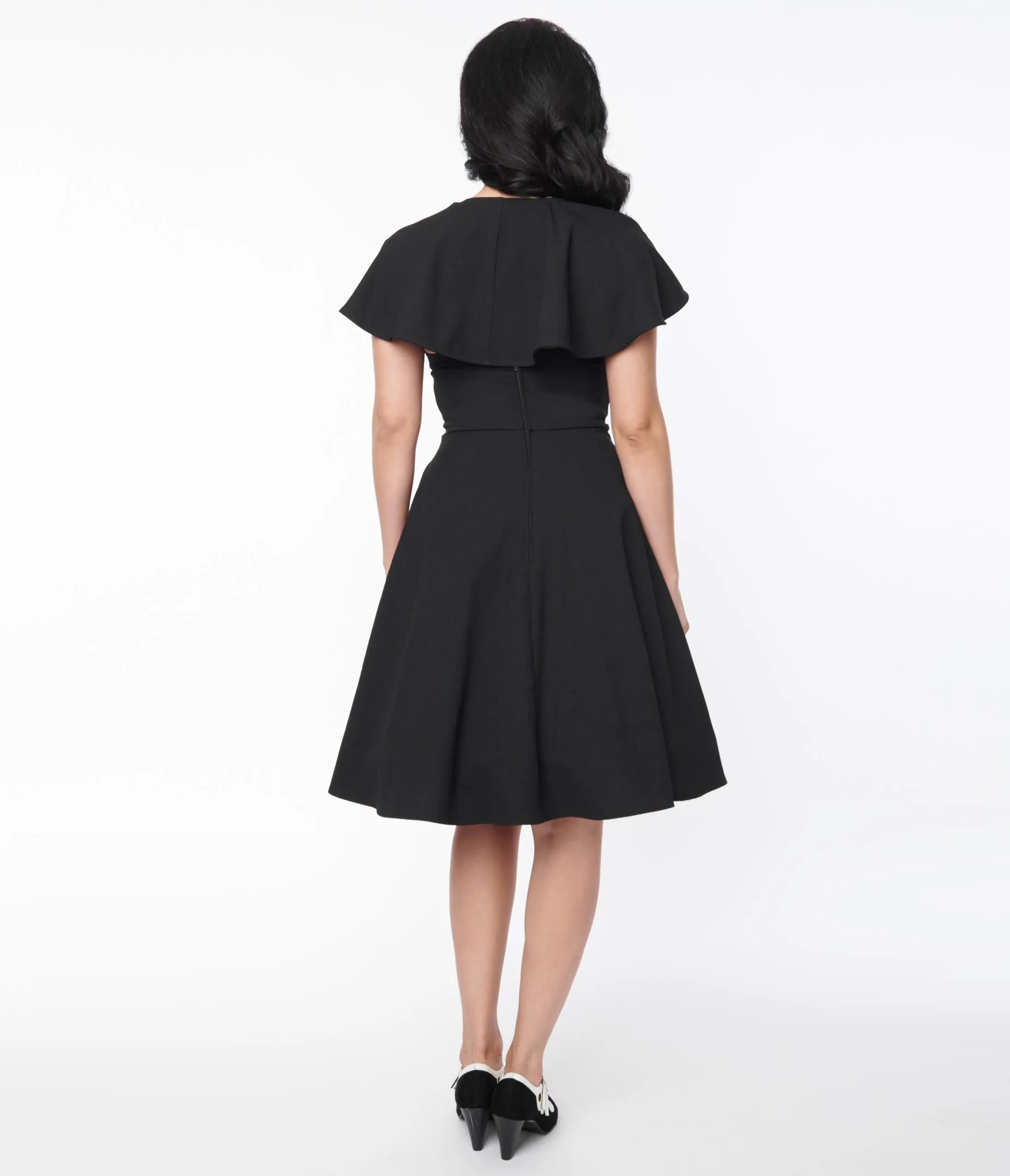 Unique Vintage 1950s Black Capelet Swing Dress sold by Unique Vintage product image thumbnail 2