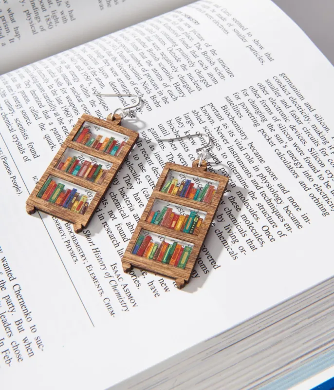 Bookshelf Dangle Earrings sold by Unique Vintage