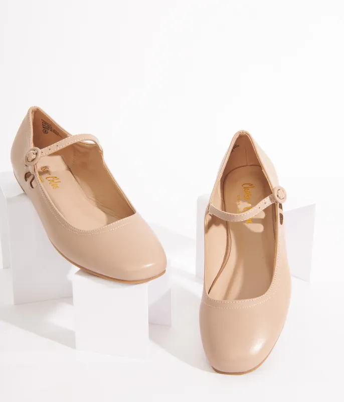 Nude Leatherette Mary Jane Flats sold by Unique Vintage