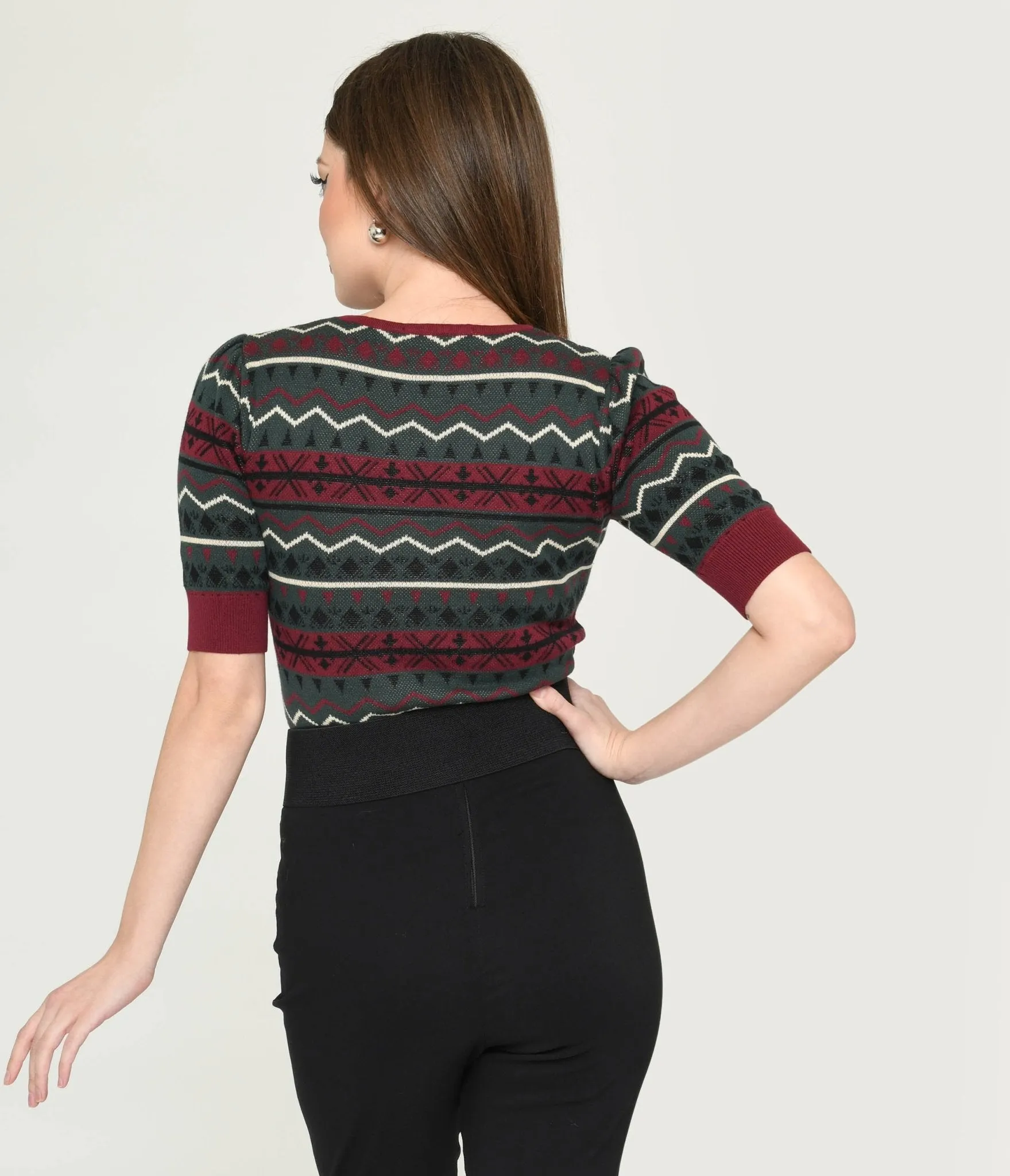 Collectif Red & Green Fair Isle Sweater sold by Unique Vintage product image thumbnail 3