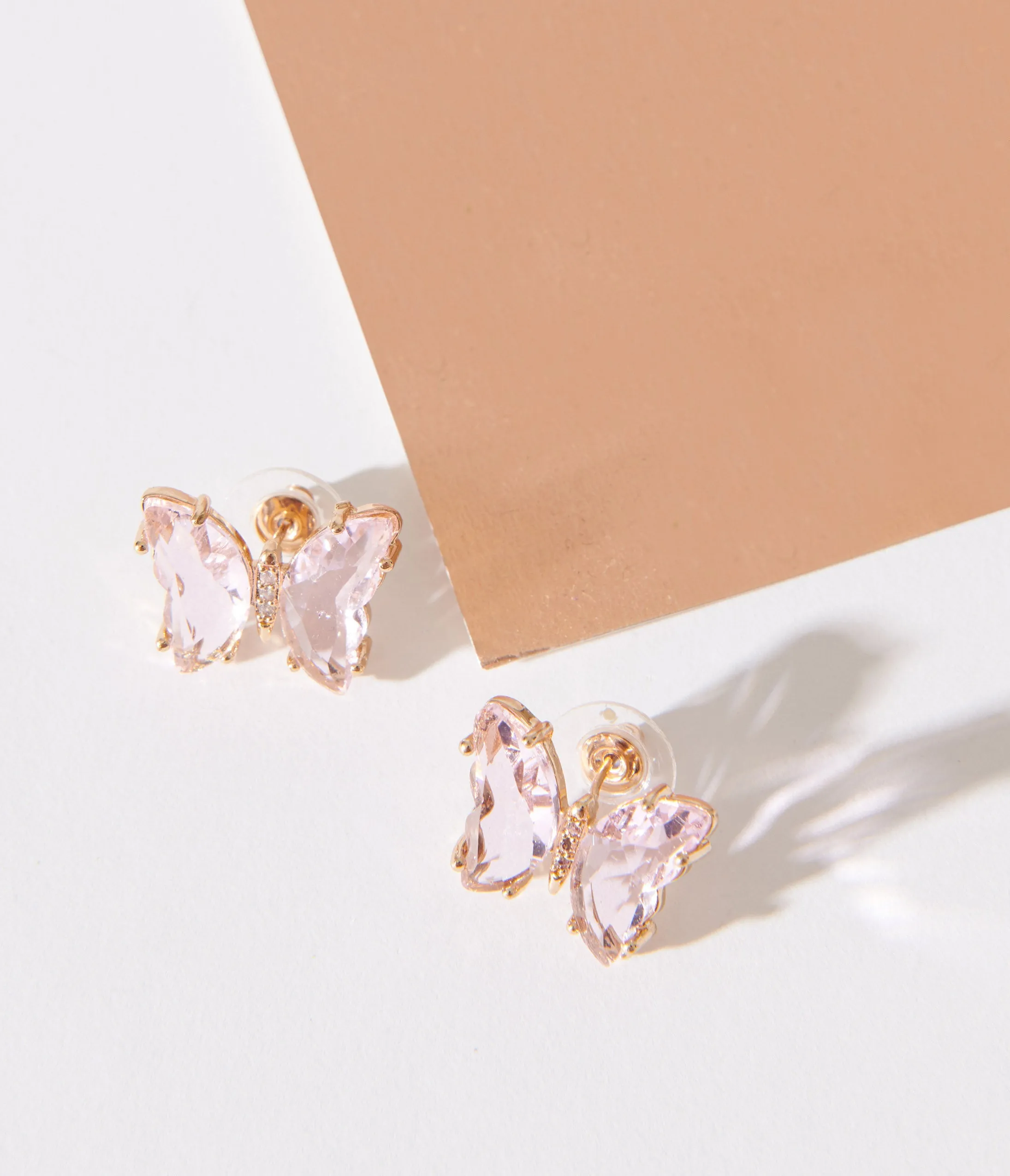 Pink Gem Butterfly Earrings sold by Unique Vintage