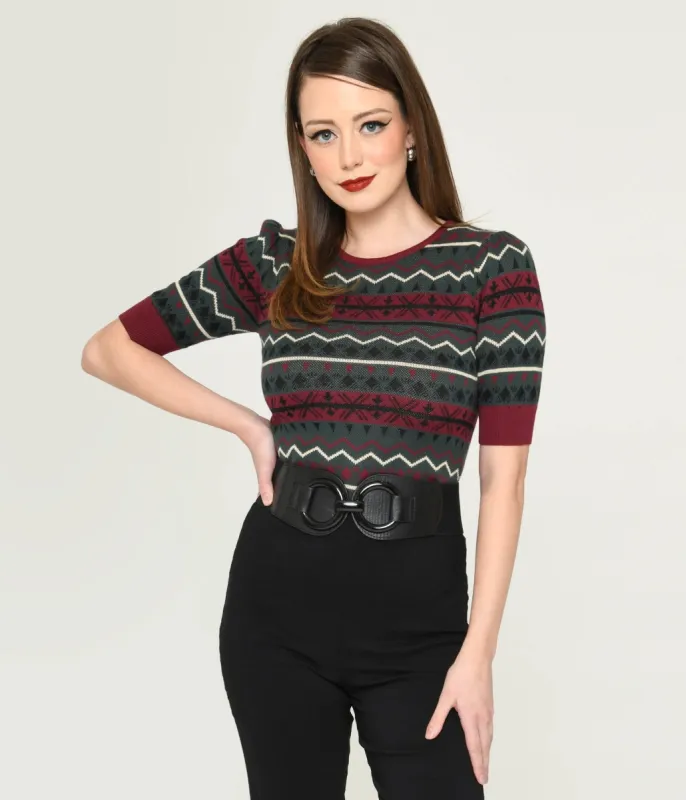 Collectif Red & Green Fair Isle Sweater made by Collectif