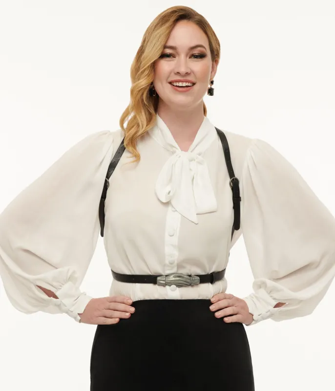 Black Leatherette Dearly Departed Victorian Hand Harness made by Unique Vintage