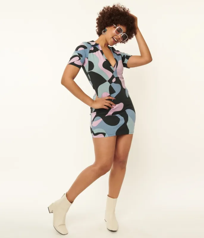Purple & Blue Swirl Mini Dress sold by Unique Vintage