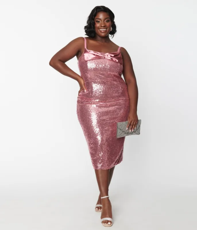 Plus Size Pink Sequin Malibu Wiggle Dress sold by Unique Vintage
