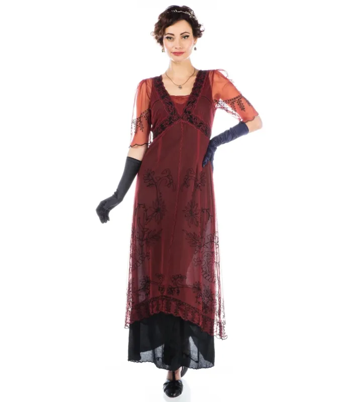 Nataya 1920s Style Wine & Black Flapper Dress sold by Unique Vintage
