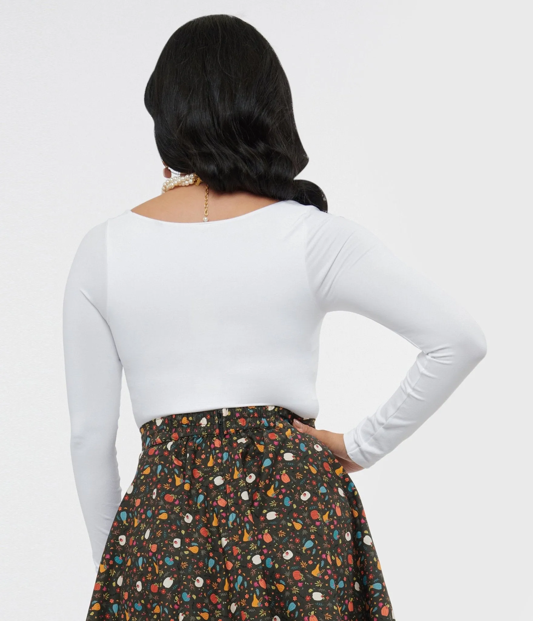 White Square Neck Long Sleeve Top sold by Unique Vintage product image thumbnail 2