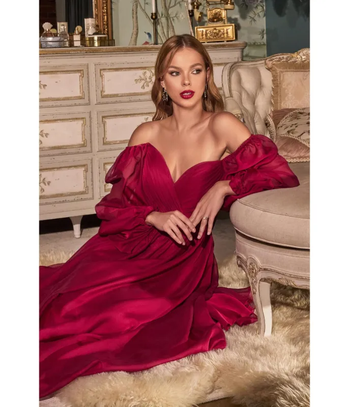 Cinderella Divine  Burgundy Chiffon Sweetheart Bridesmaid Goddess Gown sold by Unique Vintage
