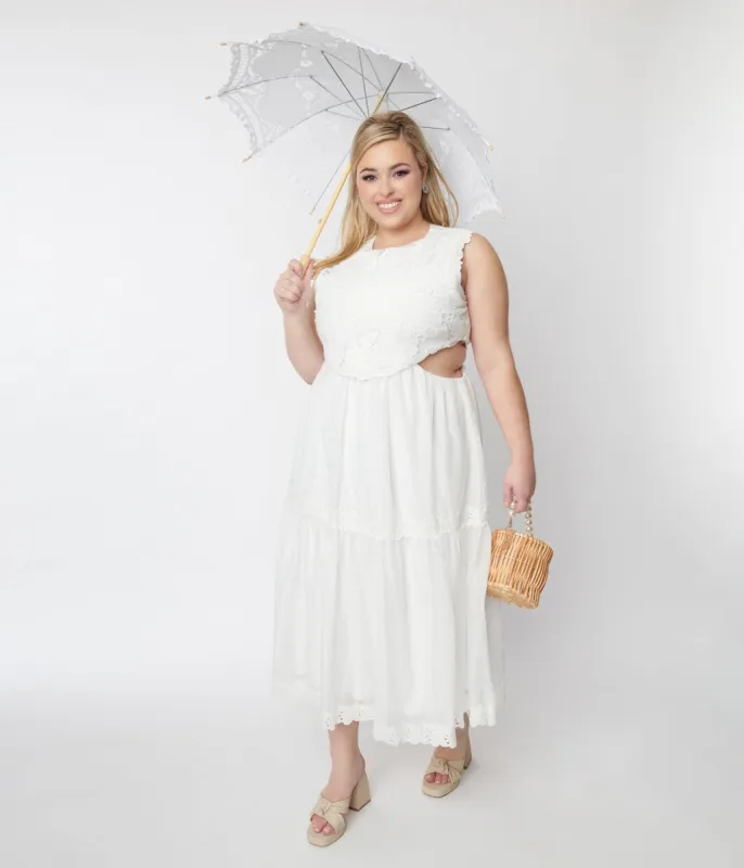 White Lace Front Midi Dress sold by Unique Vintage