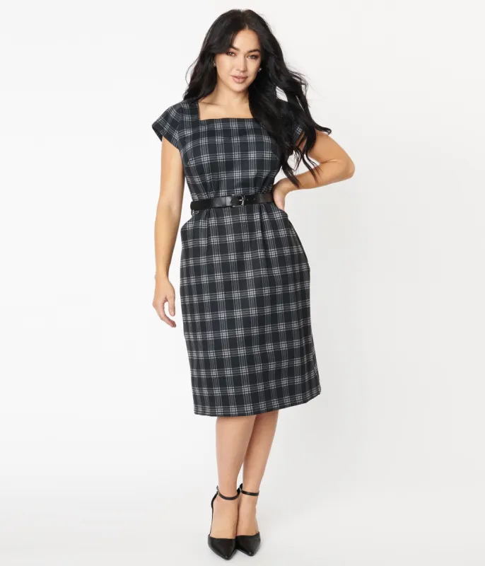 Black Plaid Celine Dress made by Unique Vintage