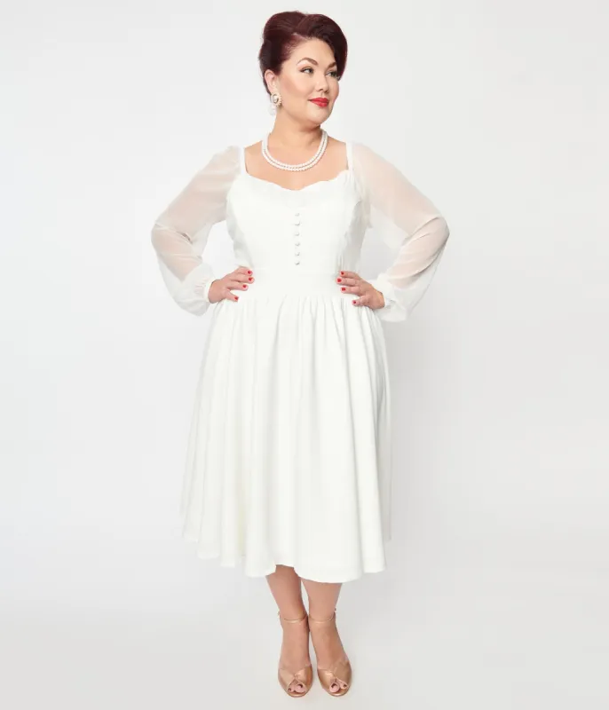 Plus Size Ivory Dior Bridal Swing Dress made by Unique Vintage