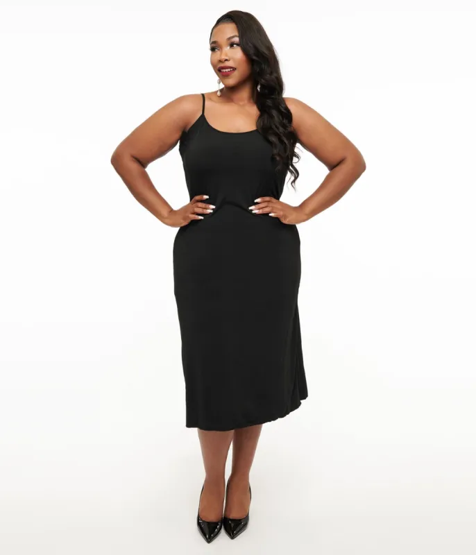 Unique Vintage Plus Size Midi Length Black Stretch Slip sold by Unique Vintage