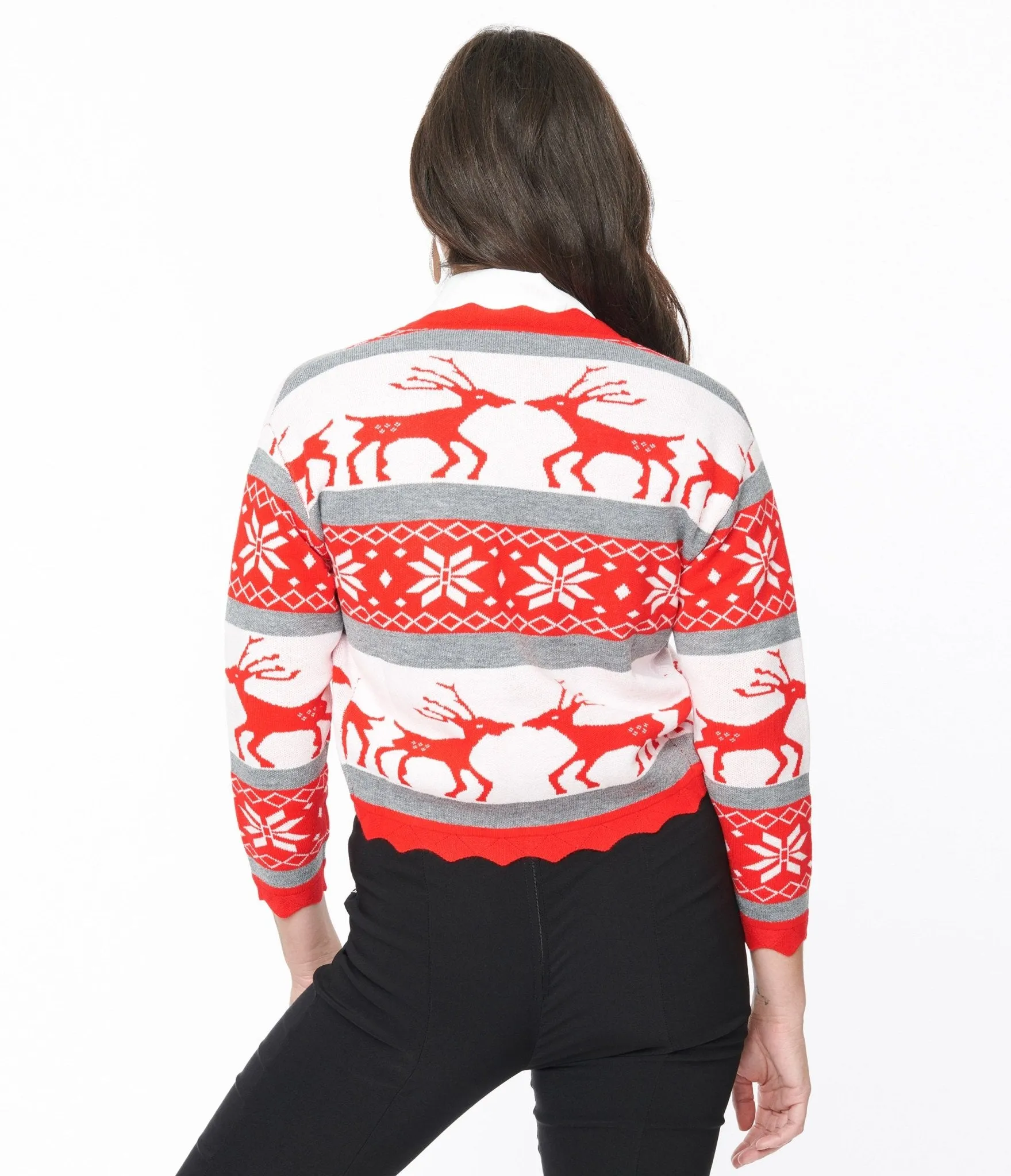 Red & White Holiday Print Shrug Cardigan sold by Unique Vintage product image thumbnail 3