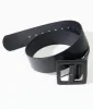 Black Leatherette Square Belt sold by Unique Vintage
