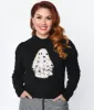 Black Starry Ghost Sequin Sweater sold by Unique Vintage