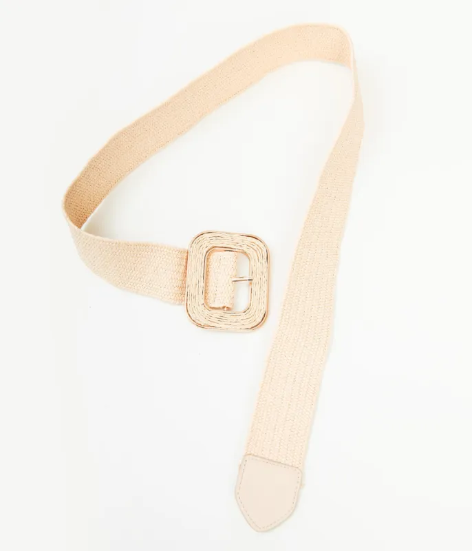 Ivory Woven Square Belt sold by Unique Vintage