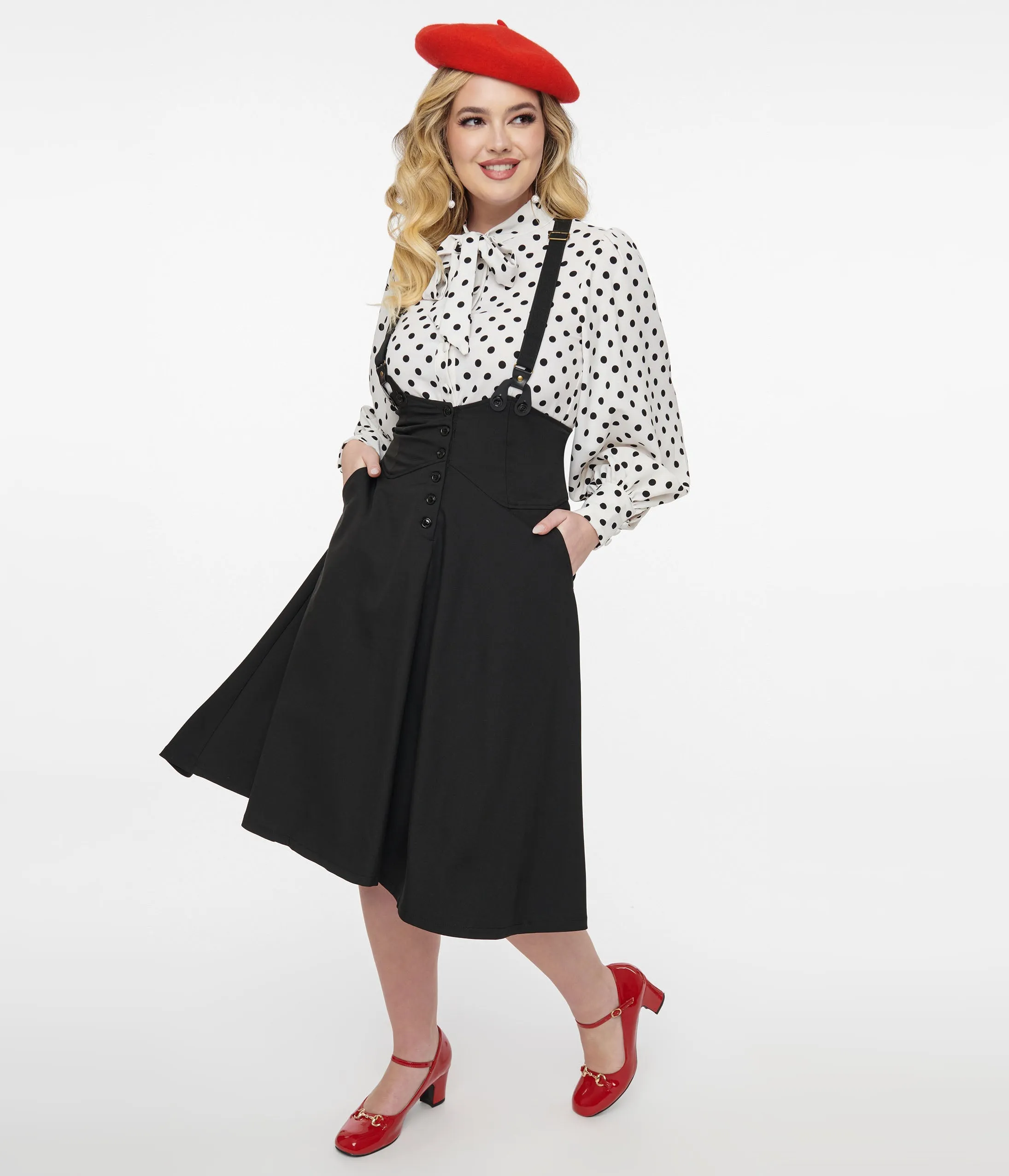 Unique Vintage 1950s Black Suspender Swing Skirt sold by Unique Vintage product image thumbnail 3