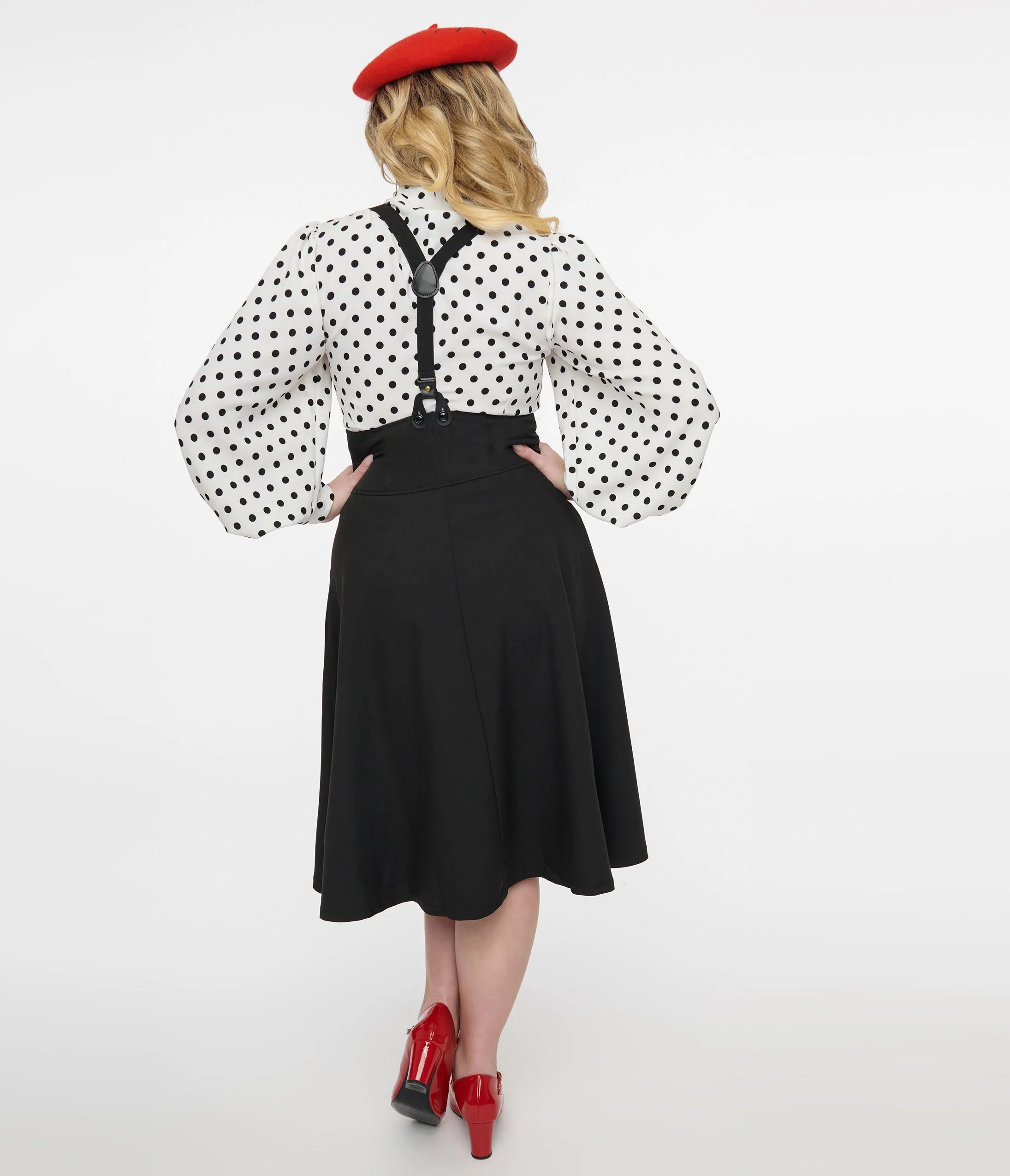 Unique Vintage 1950s Black Suspender Swing Skirt sold by Unique Vintage product image thumbnail 2