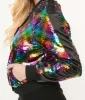 Unique Vintage Rainbow Sequin Satin Bomber Jacket sold by Unique Vintage