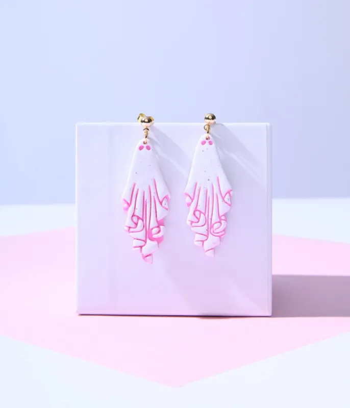 White & Pink Sheet Ghost Dangle Earrings sold by Unique Vintage