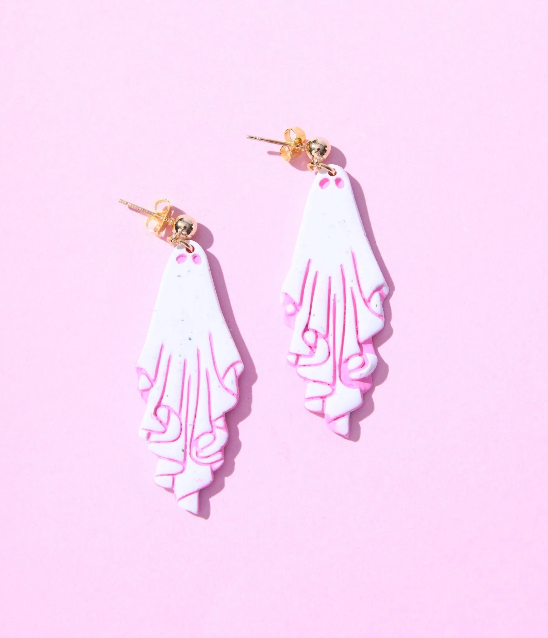 White & Pink Sheet Ghost Dangle Earrings sold by Unique Vintage product image thumbnail 2