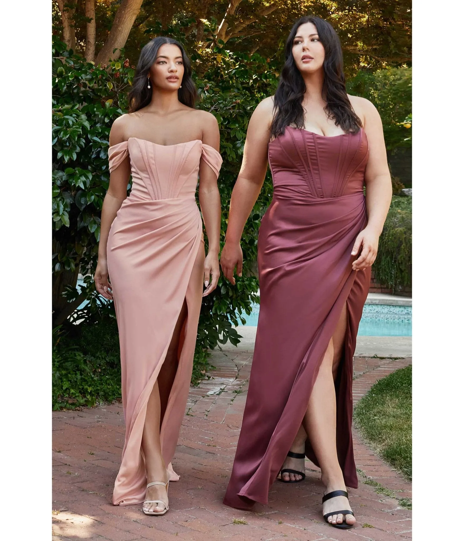 Cinderella Divine Dusty Rose Divine Satin Corset Off The Shoulder Bridesmaid Dress sold by Unique Vintage