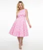1950s Pink & White Polka Dot Cotton Lyra Swing Dress sold by Unique Vintage
