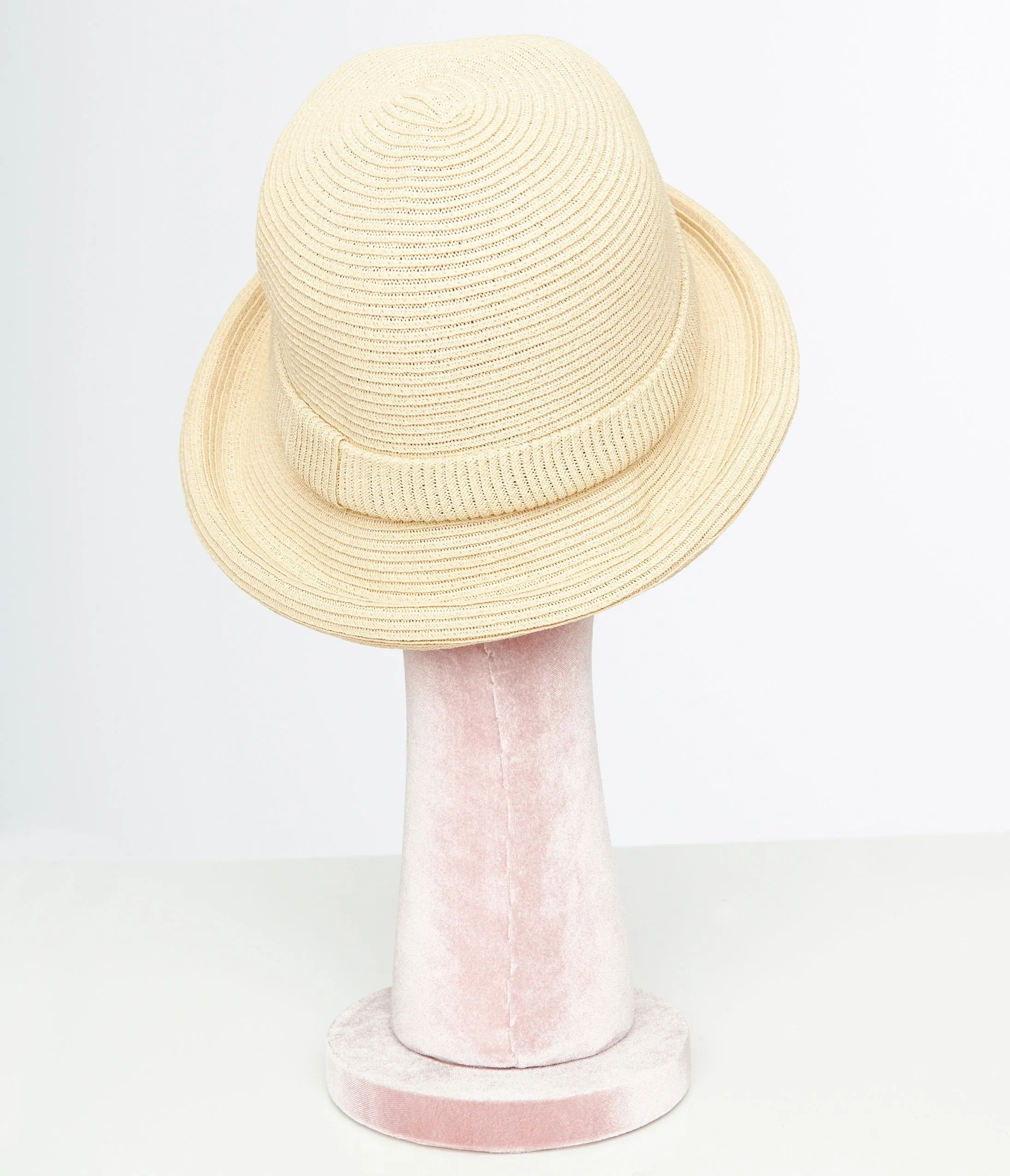 1950s Beige Straw Bowler Hat sold by Unique Vintage product image thumbnail 2