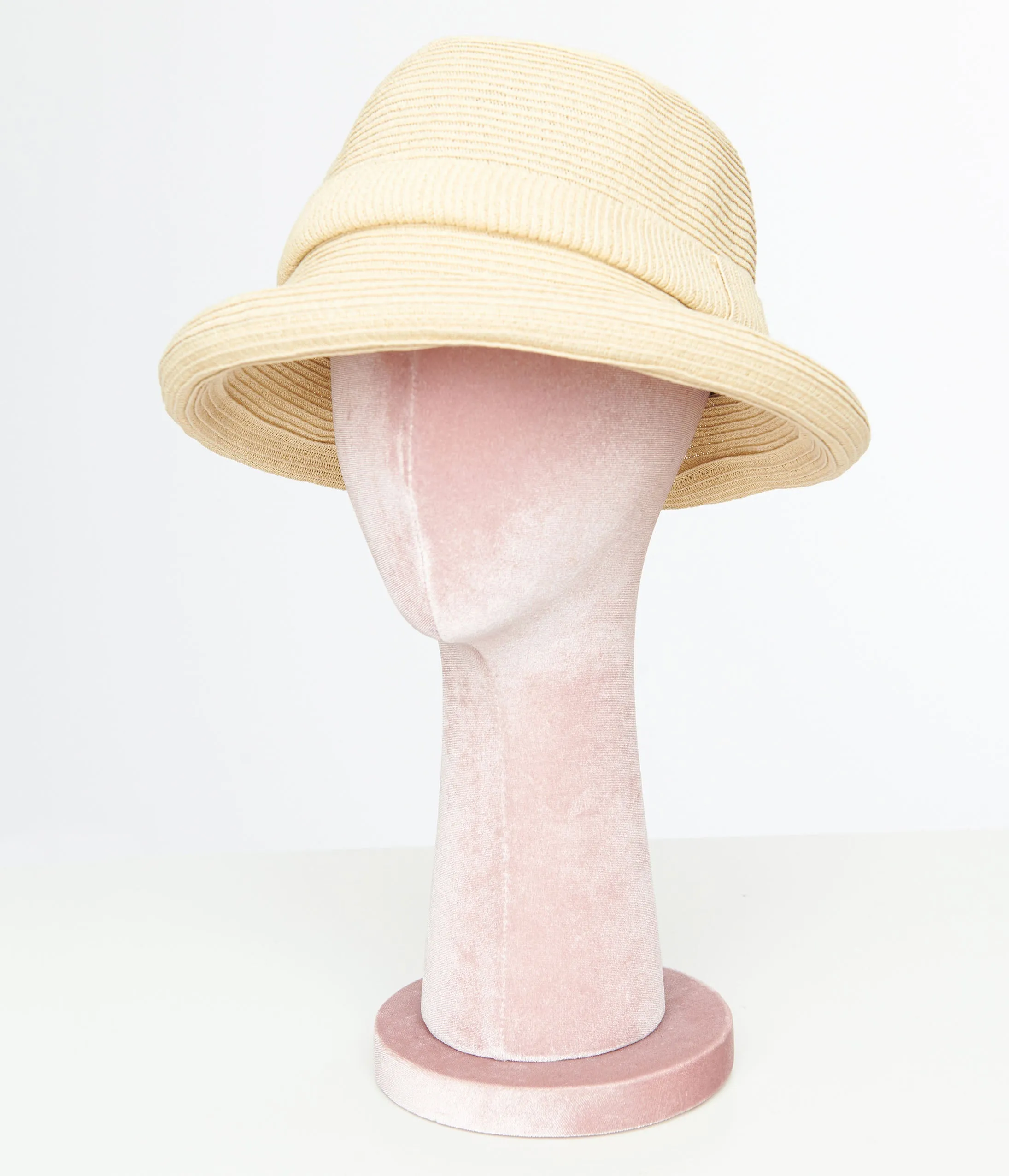 1950s Beige Straw Bowler Hat sold by Unique Vintage