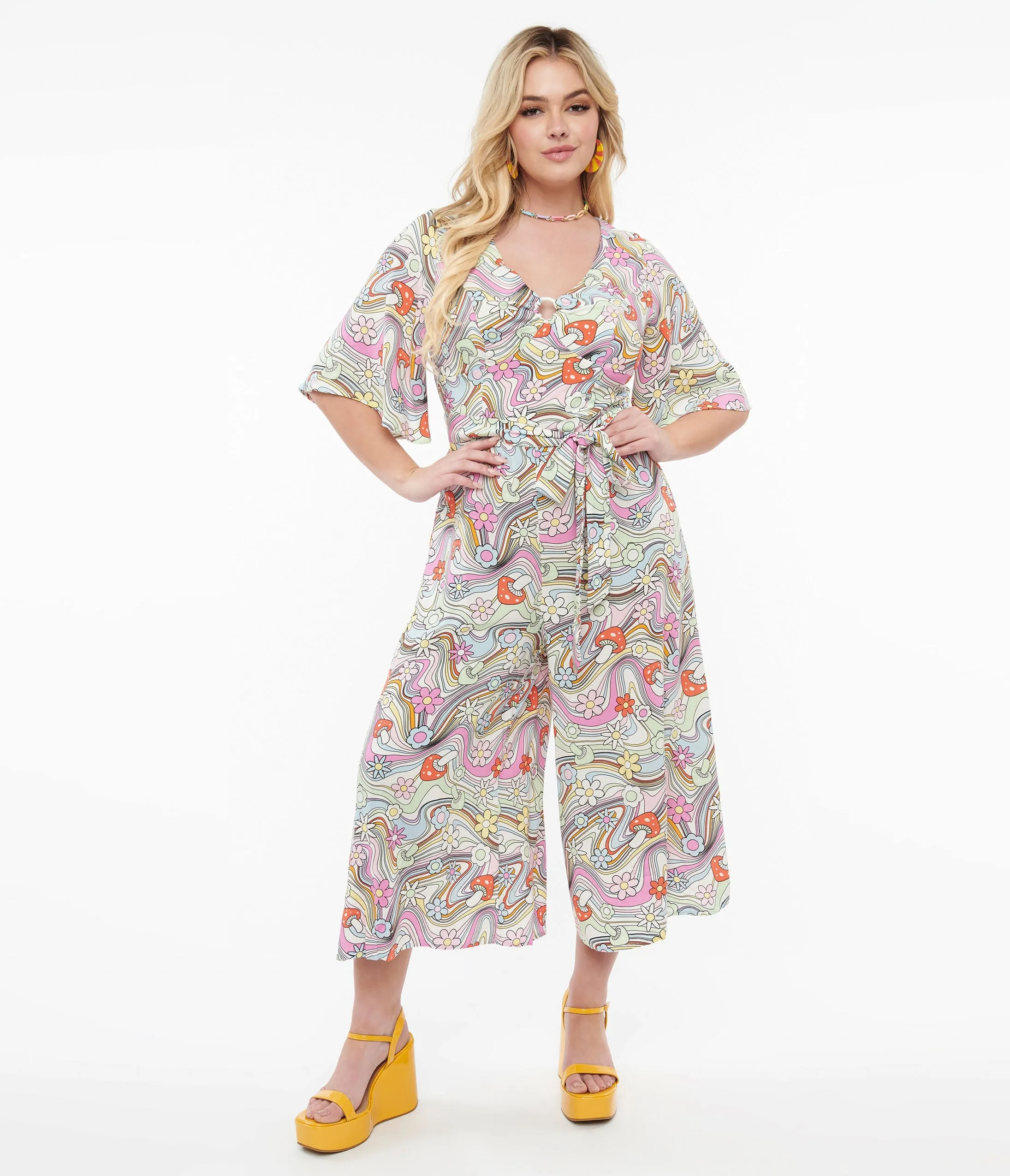 Hell Bunny 1960s Pastel Rainbow Hazy Daze Floral Jumpsuit sold by Unique Vintage product image thumbnail 3