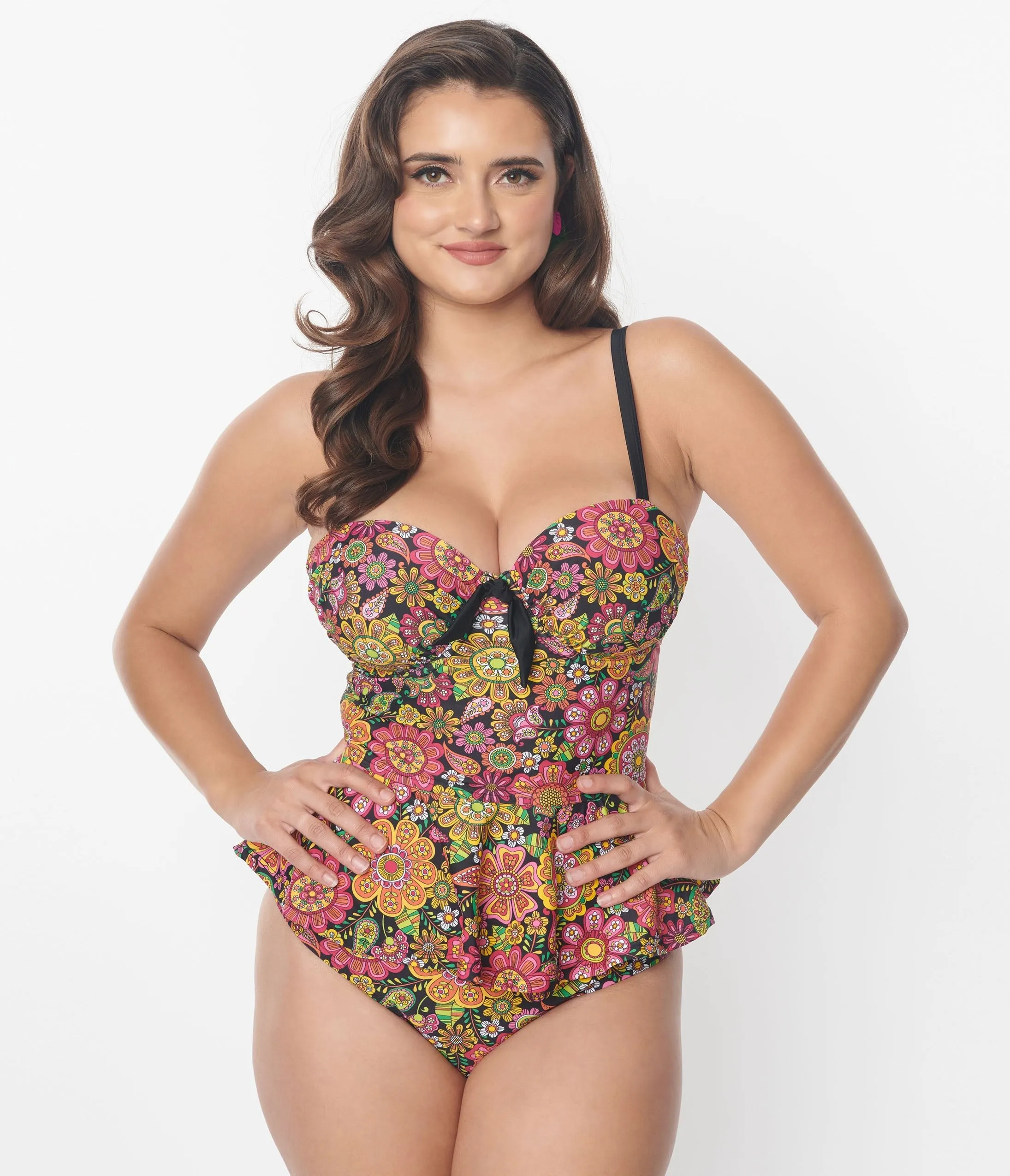 Unique Vintage 1960s Kaleidoscope Floral Solana Tankini Swim Top sold by Unique Vintage product image thumbnail 3