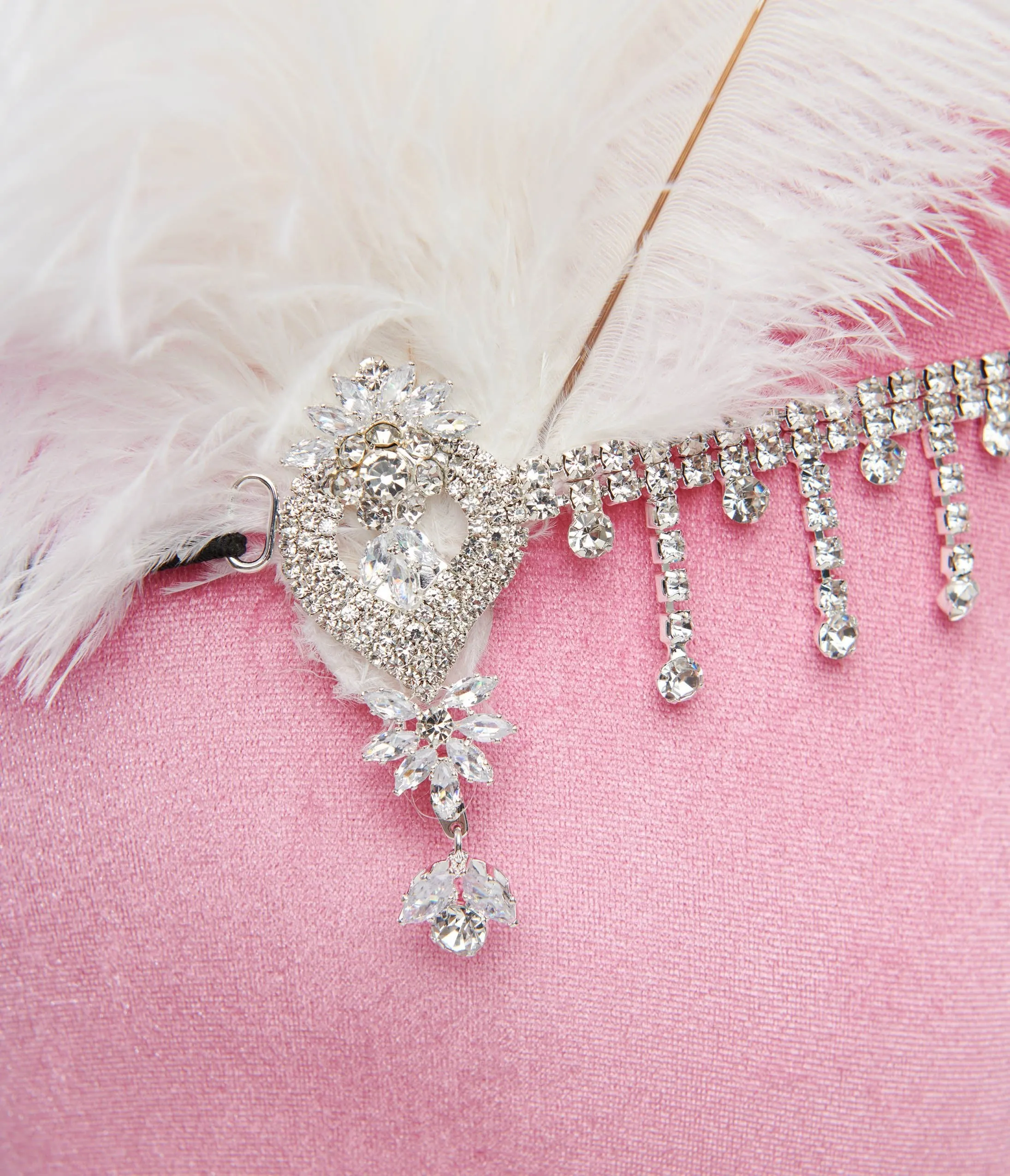 Unique Vintage 1920s White Feather & Silver Rhinestone Headband sold by Unique Vintage product image thumbnail 2