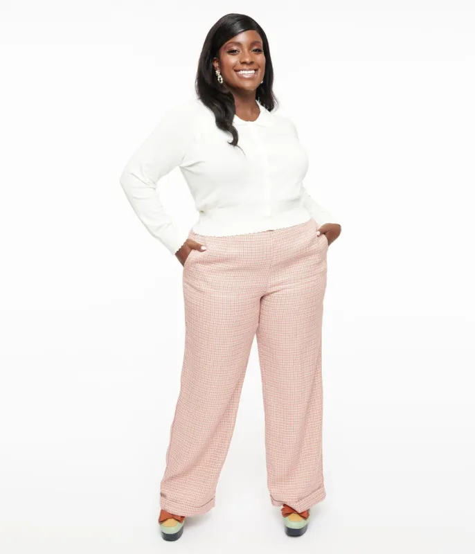 Plus Size 1940s Pink Check Ruby Trousers sold by Unique Vintage