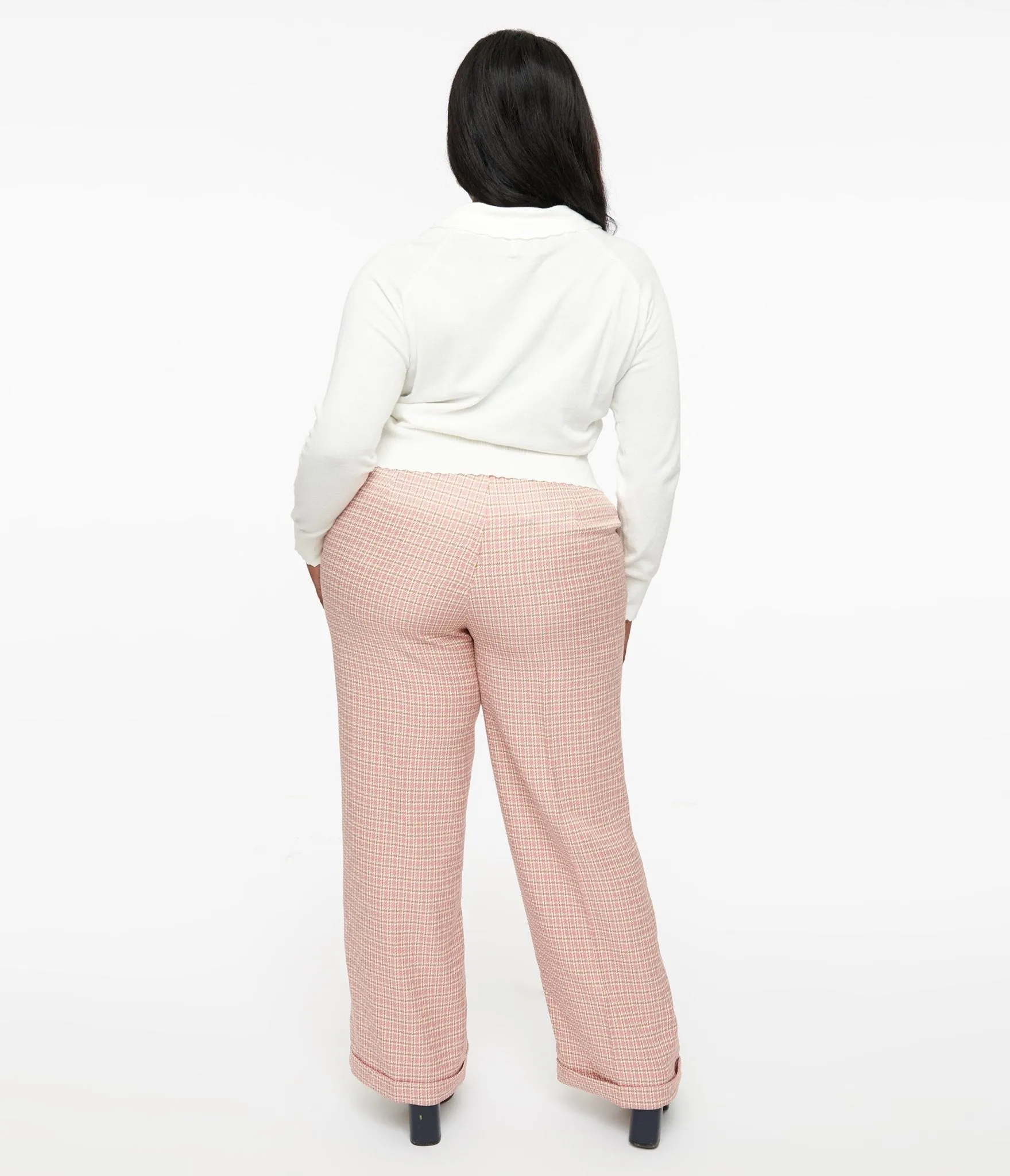 Plus Size 1940s Pink Check Ruby Trousers sold by Unique Vintage product image thumbnail 3