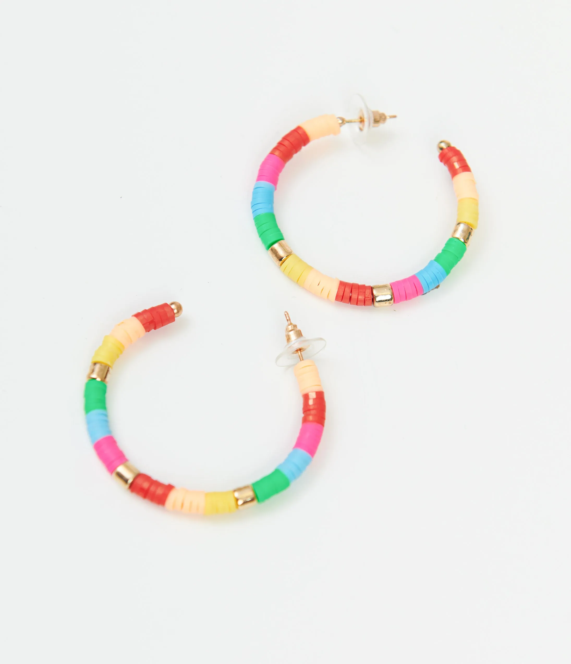 1970s Rainbow Disc Beaded Hoop Earrings sold by Unique Vintage product image thumbnail 3