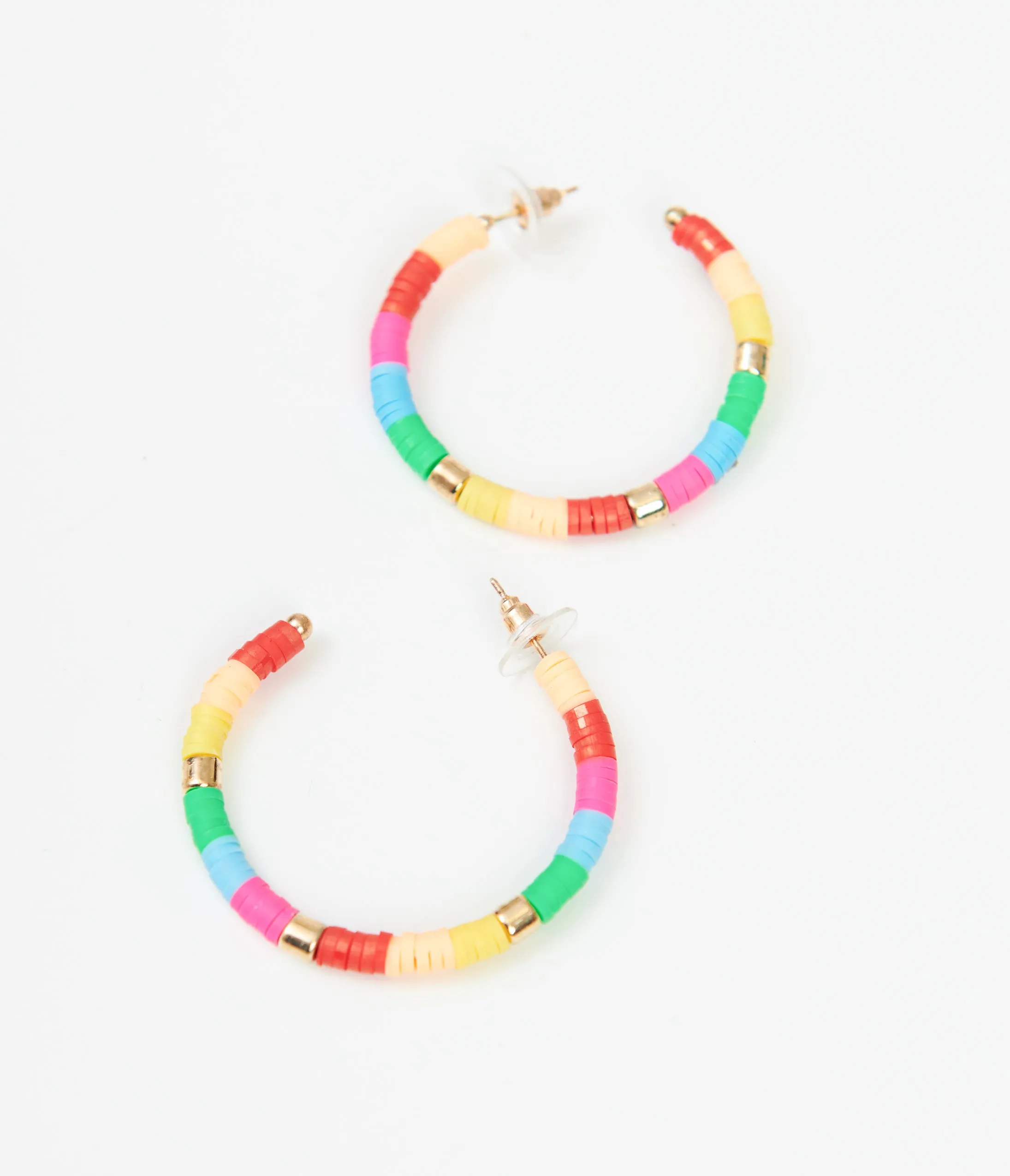 1970s Rainbow Disc Beaded Hoop Earrings sold by Unique Vintage product image thumbnail 2