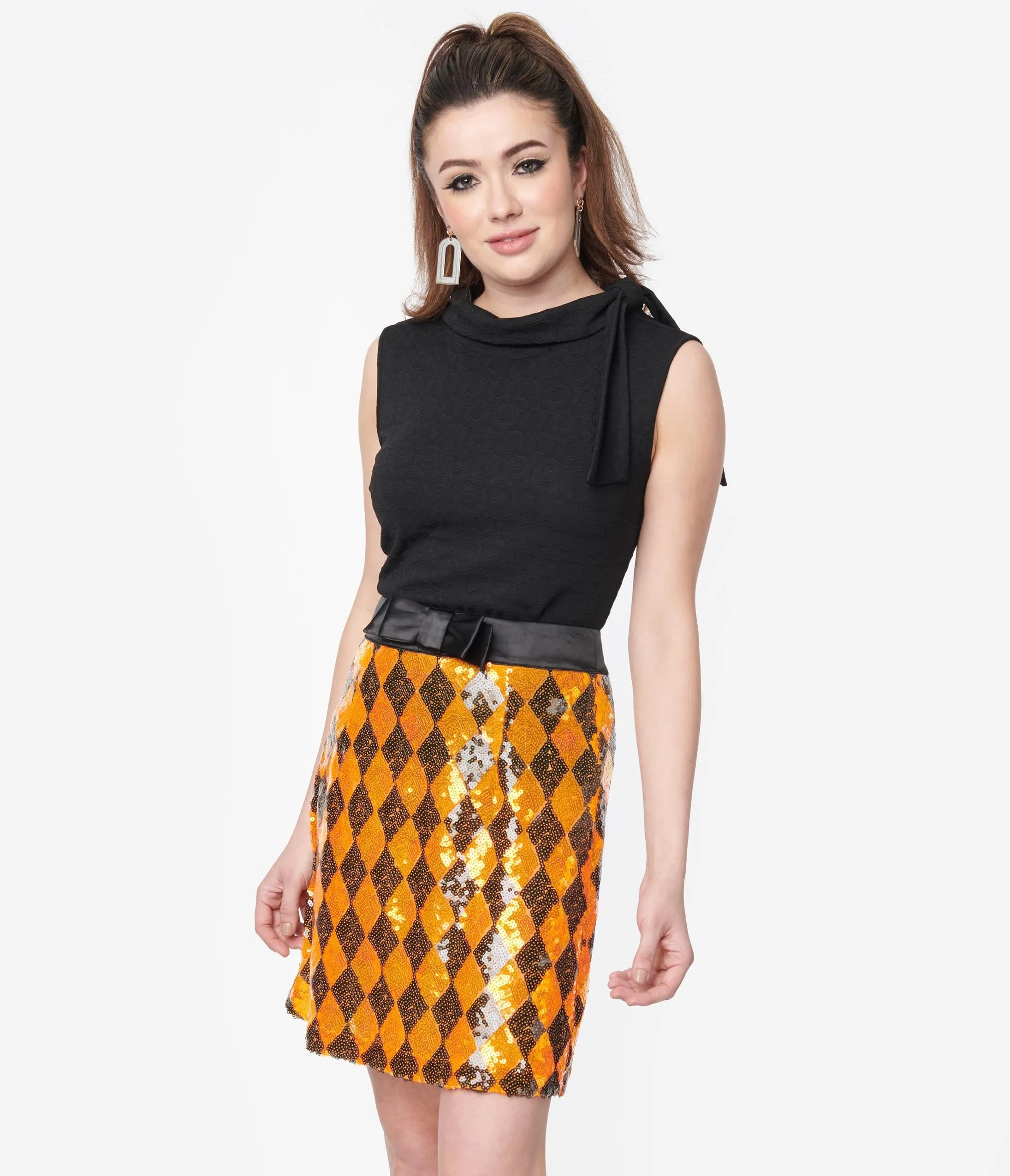 Smak Parlour 1960s Black Cowl Neck Tie Blouse sold by Unique Vintage product image thumbnail 3