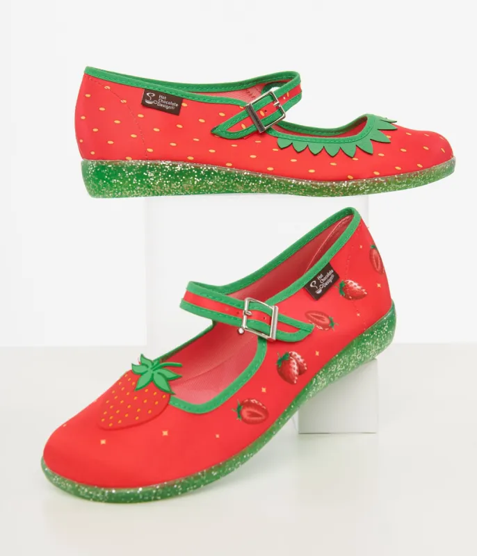 Strawberry Bliss Mary Jane Flats sold by Unique Vintage