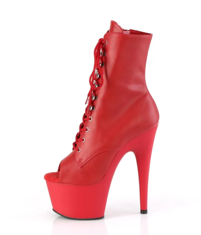 Red Platform Peep Toe Ankle Boot sold by Unique Vintage