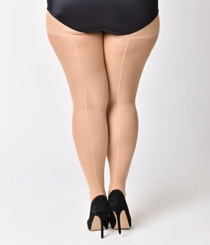 Leg Avenue Plus Size Nude Sheer Backseam Pantyhose sold by Unique Vintage