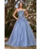 Cinderella Divine Smokey Blue Off The Shoulder Magical Glitter Prom Ball Gown sold by Unique Vintage