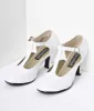1920s White T-Strap Mary Jane Kitten Heels sold by Unique Vintage