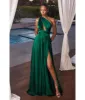 Cinderella Divine  Emerald Satin Convertible Halter Evening Gown sold by Unique Vintage