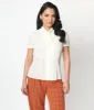 Unique Vintage 1940s Ivory Tie Neck Button Blouse sold by Unique Vintage