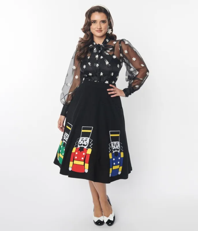 Unique Vintage Black Nutcracker Soda Shop Swing Skirt sold by Unique Vintage