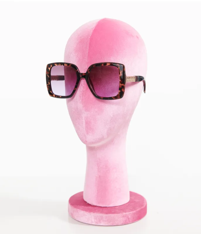 1970s Brown Tortoise Square Sunglasses sold by Unique Vintage