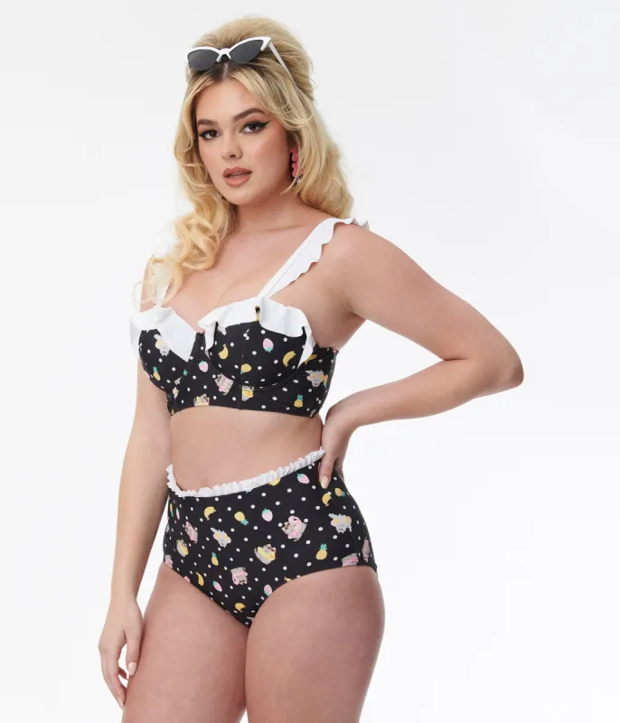 Pusheen x Unique Vintage Pool Time Cape May Swim Bottoms sold by Unique Vintage