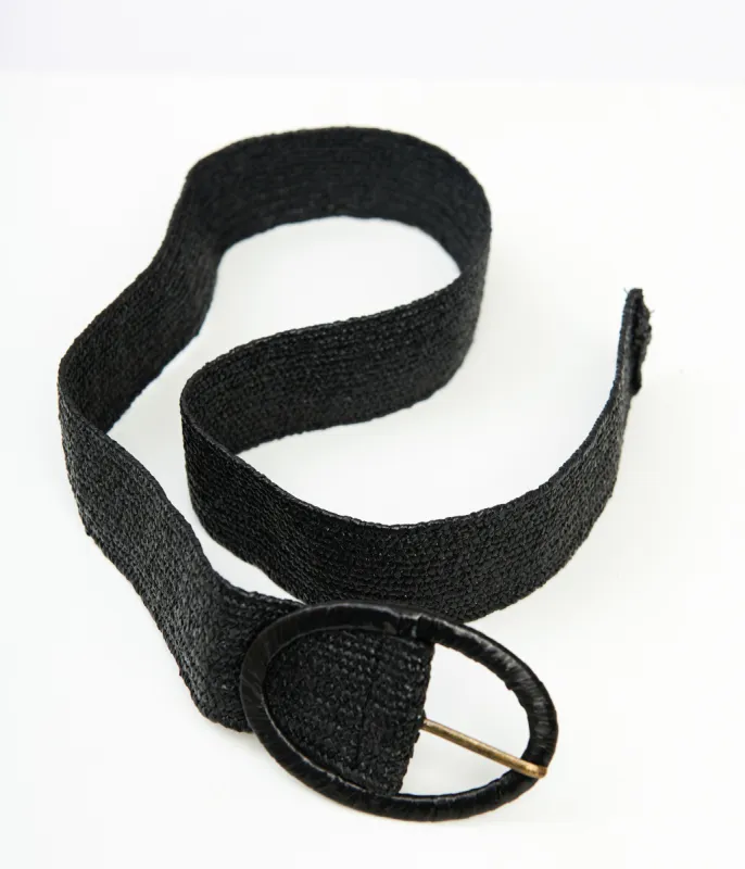 Black Oval Buckle Belt sold by Unique Vintage